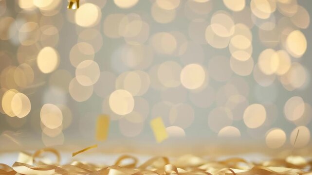 A gold balloon with the number 50 on it is on a table. The balloon is surrounded by a ribbon, and the table is covered in gold. Concept of celebration and luxury - Powered by Adobe