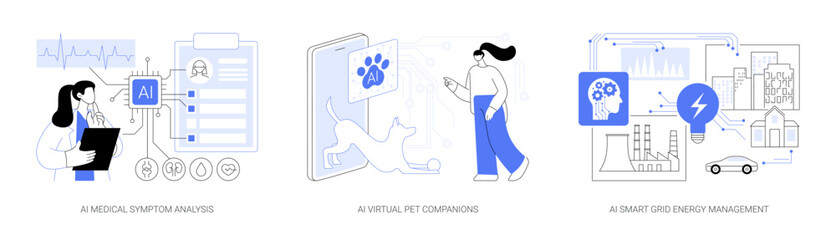 AI in Healthcare and Daily Life abstract concept vector illustrations.