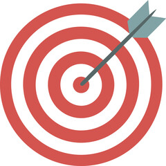 Archery Target with Arrow Hitting the Bullseye Center dartboard goal