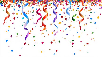 Obraz premium Colorful Confetti and Ribbons Celebration Background