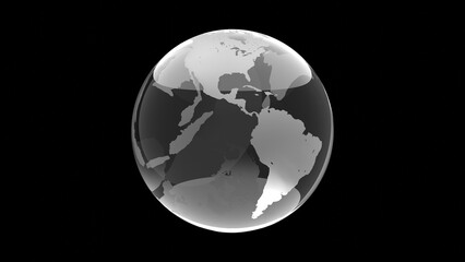 Transparent glass globe 3d illustration. Global data visualization and modern world concept