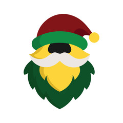 Santa beard with black outline on white background