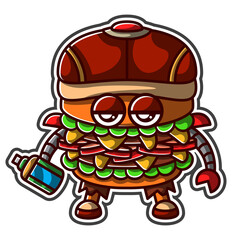 Graffiti Street Burger Sticker Illustration