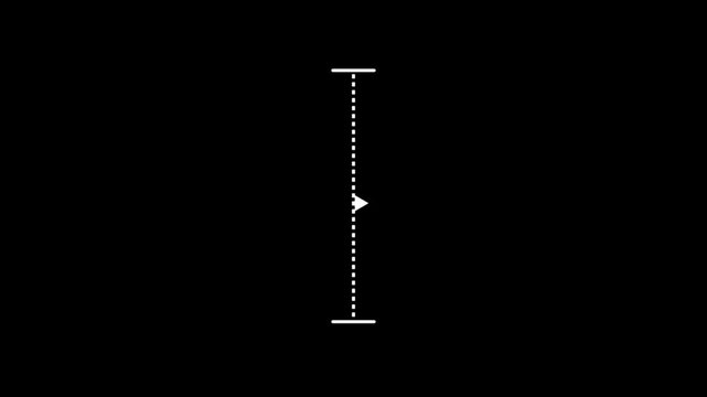 White vertical dotted line measuring height animation, Down to up animation, alpha channel..