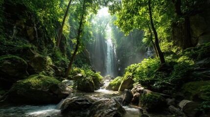 Obraz premium waterfall in the forest