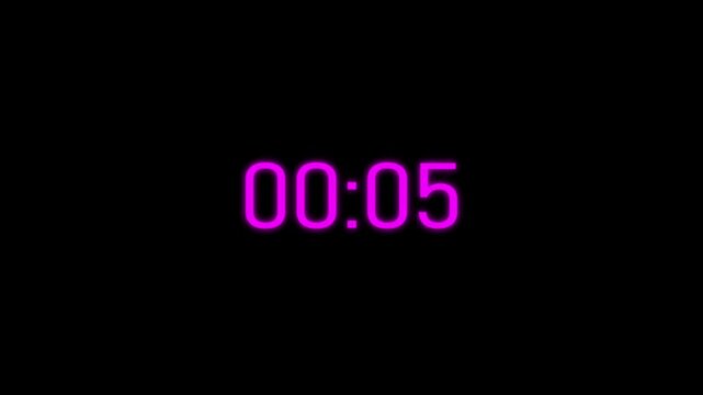 2 minute countdown timer .2 minute stopwatch , analog neon clock icon animatio...