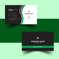 Creative and modern business card template with 
Green and black
