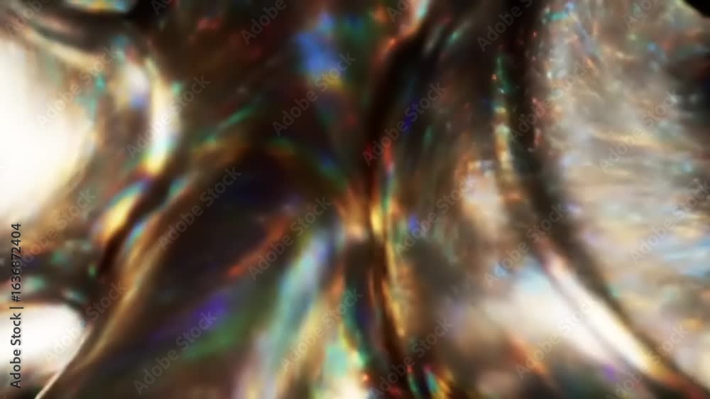 Aufkleber abstract macro of a generated iridescent crystal with flowing light refractions and a glassy texture
