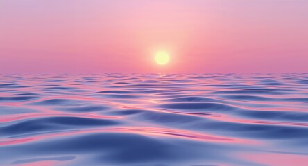 Fototapeta premium Serene Ocean at Sunset. Gentle Waves Reflecting a Soft Pink and Yellow Sky.