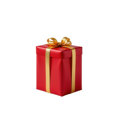 Obraz premium Red Gift Box with Gold Ribbon on Transparent background for Celebrations