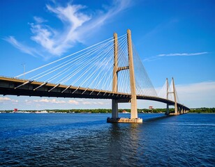 Obraz premium Modern cable-stayed bridge over water
