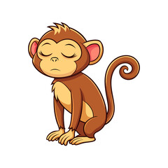 Sleepy Monkey Standing Dozing Off Vector Illustration – Funny Cartoon Animal Character in Drowsy Pose for Humorous Designs and Decor
