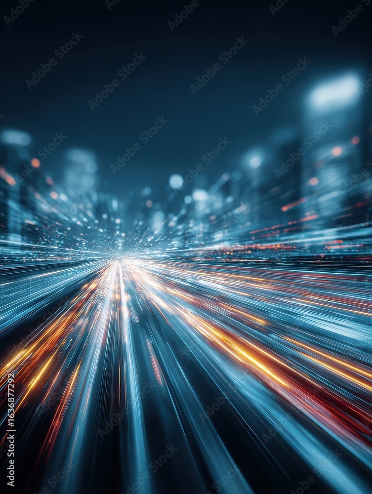 Poster innovative digital highway where luminous data streams rush forward reflecting the speed of modern c