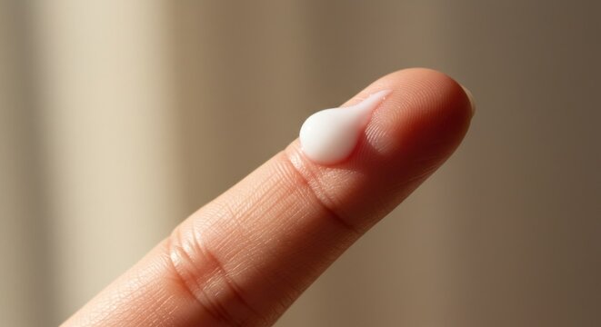 White substance on fingertip - Powered by Adobe