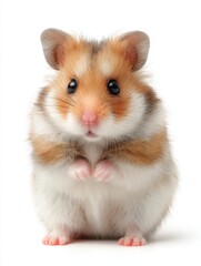 little cute isolated small hamster sitting on white background closeup shot