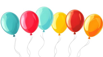 Colorful Balloons Floating Illustration, Party Decoration Design