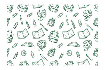 Back-to-School Sketch: Whimsical doodles of school supplies and essential items fill this playful pattern. A creative and inviting illustration that’s perfect for educational projects.