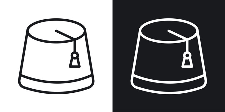 Fez hat icon line concept, linear symbol.
