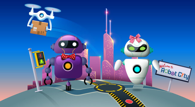 Robot Couple in Robot City