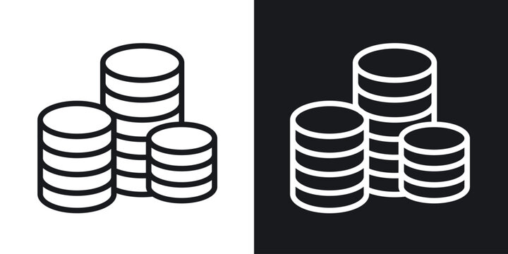 Coins stack icon line concept, linear symbol.
