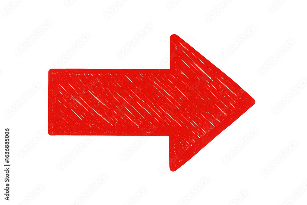 Poster red arrow pointing right with a transparent background, ideal for indicating direction or highlighti
