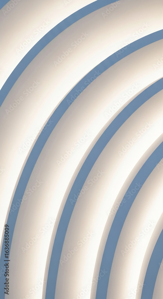 Poster abstract image of curved, illuminated white forms with subtle blue accents, creating a modern and el