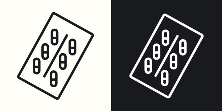 Blister drug pack icon line concept, linear symbol.