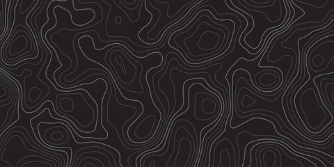 Abstract dark topographic map background with smooth contour lines, modern minimalistic design, seamless pattern, perfect for wallpapers, presentations, and geolocation-themed projects.