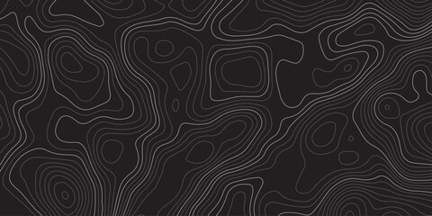 Abstract dark topographic map background with smooth contour lines, modern minimalistic design, seamless pattern, perfect for wallpapers, presentations, and geolocation-themed projects.