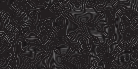 Abstract dark topographic map background with smooth contour lines, modern minimalistic design, seamless pattern, perfect for wallpapers, presentations, and geolocation-themed projects.