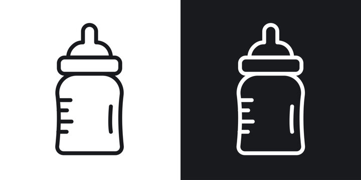 Baby milk bottle icon line concept, linear symbol.