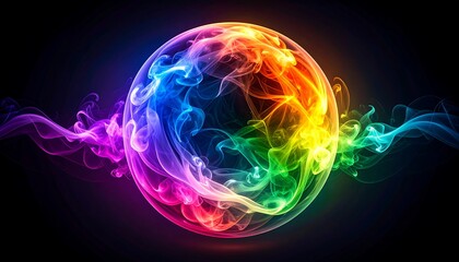 Obraz premium Colorful sphere with swirling smoke