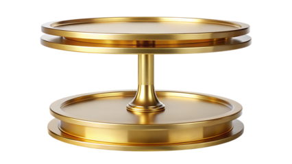 Golden two tiered round pedestal - isolated on white background