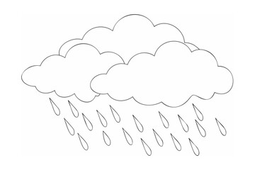 Fluffy clouds raining water drops weather