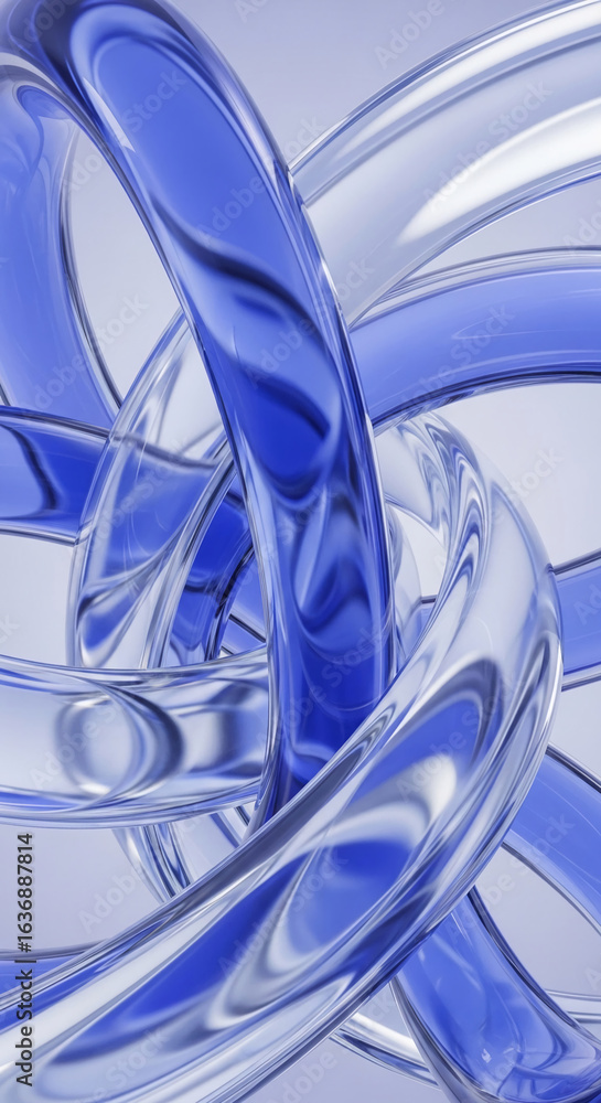 Aufkleber abstract image of glossy blue curved shapes, intertwined and creating a dynamic composition, symboli