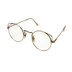 Gold round glasses isolated on transparent background