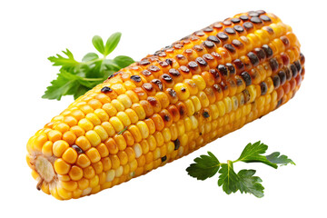 Grilled corn on the cob - isolated on a white background PNG. GENERATIVE AI
