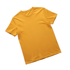 Mustard yellow plain tshirt isolated on transparent background