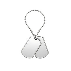 Pair of silver dog tags on a chain isolated on transparent background