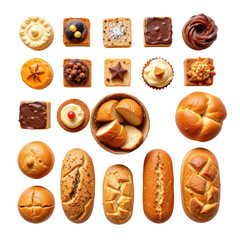 Assorted Pastries and Breads in an Aesthetic Display Arrangement