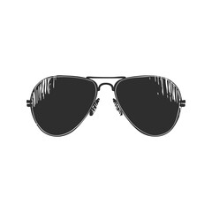 Aviator Sunglasses Silhouette Illustration. Classic Eyewear Fashion Icon Isolated Vector Illustration