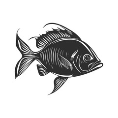 Obraz premium Fish Silhouette Illustration. Marine Life And Aquatic Nature Theme Isolated Vector Illustration