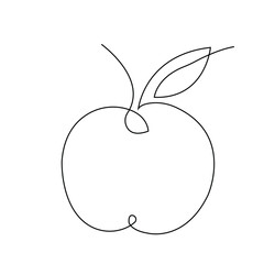 Apple Outline Icon – Minimal Fruit Line Art