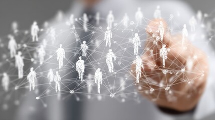 businessman working with new modern computer show social network structure no logos no brands ar 169