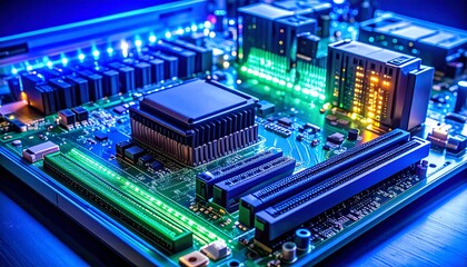 Fototapeta premium Close-up of illuminated circuit board