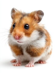 little cute isolated small hamster sitting on white background closeup shot
