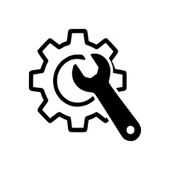 Gear Wrench Icon Settings, Tools, Repair, Engineering Symbol Vector