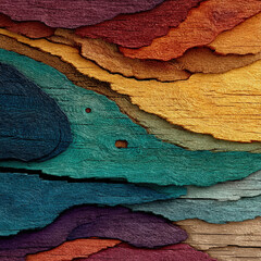 Vibrant Textured Wood Abstract Art