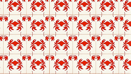 repeating pattern of red crabs for textiles, wallpaper, and seafood-themed designs