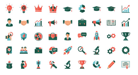 Fototapeta premium Vector illustration of business and finance icons set isolated on white background